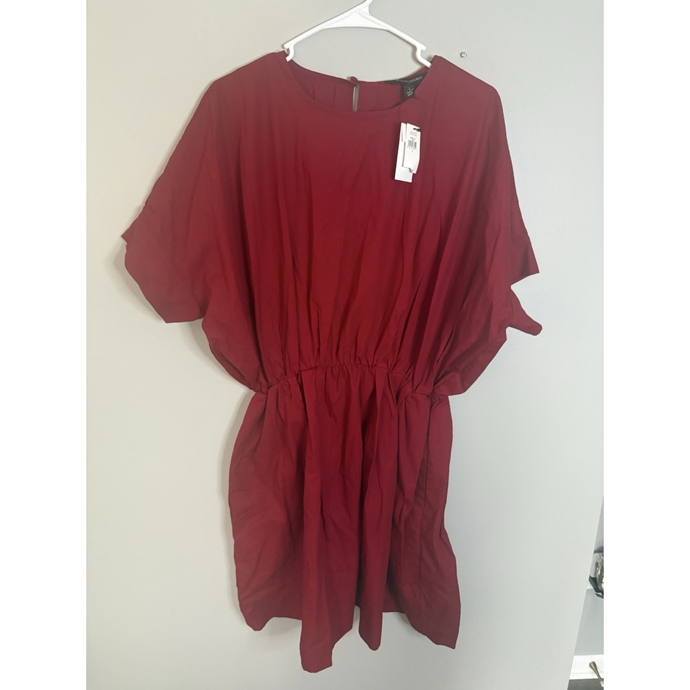 NWT Banana Republic Factory Poplin Mini Dress, Red Current Women's L